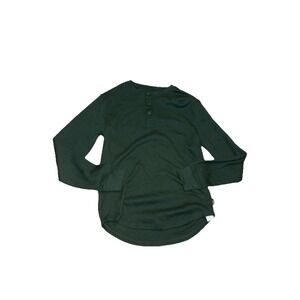 Eddie Bauer Shirt Mens Small Green Waffle Knit Henley Thermal Long Sleeve NWT